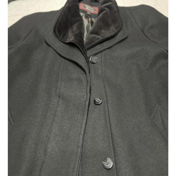 Vintage 90s Stephanie Mathews Wool Velvet-Trim 0ld Money Coat. Size 8 - Picture 6 of 9